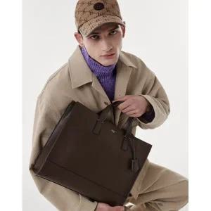 갤러리아 헤지스핸드백 [HJBA4F851W3] 남성 데일리 브라운 로고배색 가죽 서류