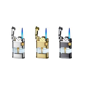 여유공간 부싯돌터보라이터 가스 충전 화력 투명한 LED 터보라이터