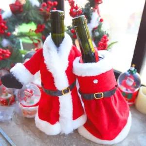 스투피드 크리스마스 산타 의상 와인 커버 세트  2개입)
