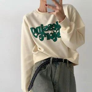 /옷자락 여자 박스 크롭맨투맨 노란색 티셔츠