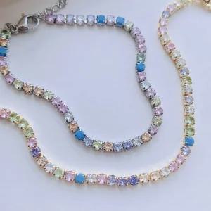 [써지컬스틸 ] 캔디 파스텔 레인보우 테니스 팔찌