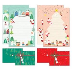 마음담아 산타 크리스마스 해피 귀여운 루돌프 트리 2종 편지지 봉투 카 예쁜 세트 성탄절