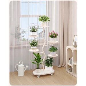 거치대 화분 행거형 거실 정리대 선반 화이트 계단식