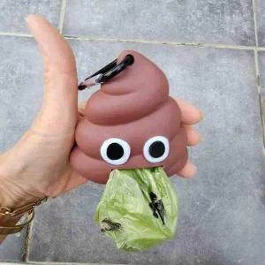 강아지 배변봉투 산책용품 똥 모양 카라비너 휴대용