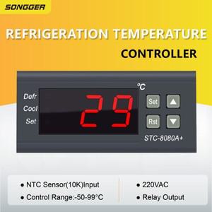 STC-8080A+ 디지털 온도 조절기 냉장고 냉동고 냉동실용 자동 제상 기능 냉각 제어 LED 디스플레이 스마트