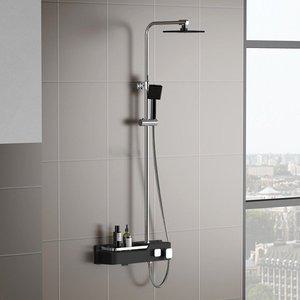 [고치고]지리드 블랙 해바라기 샤워 샤워기 수전 선반형 레인 수전 화장실 욕실