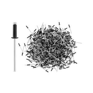 QWORK 알루미늄 블라인드 리벳 500개 1/8인치 X 3/8인치 블랙 대형 플랜지 리벳