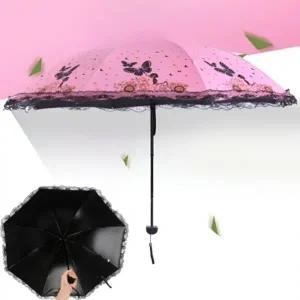 내구성 좋은 나비 레이스 우산 3단 접이식 양우산