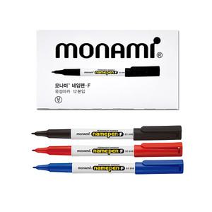 모나미 네임펜 F 1다스 1mm 검정 빨강 파랑 중간글씨용 12개입