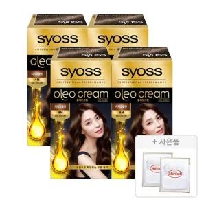 사이오스 올레오크림 새치커버 염모제 4N 리치초콜릿, 4개 + 증정( 염색키트, 2개 )