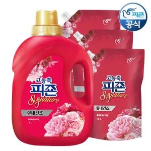 피죤 섬유유연제 시그니처 플라워페스티벌 4L용기+1.6L 리필x3개