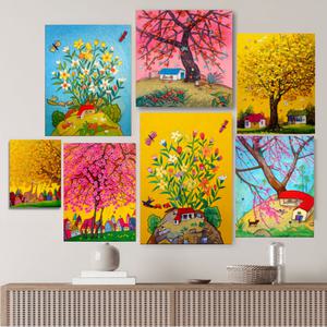 제주마을시리즈 풍경화 동양화 황금나무 꽃 인테리어 액자 그림 모음전