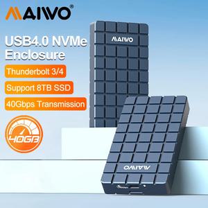 MAIWO USB4 40Gbps NVMe M.2 SSD 인클로저 알루미늄 M2 외장 케이스 썬더볼트 3/4 C타입 브라켓 8TB 호환