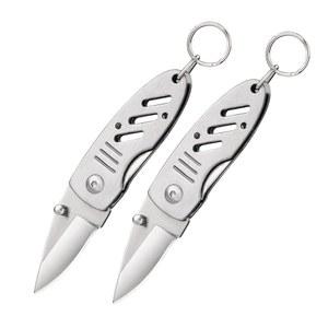 Barrysail 미니 열쇠고리 나이프, 라이너 잠금 장치가 있는 소형 접이식 포켓 나이프 2개, 1.6인치 칼날, 여성 청소년을 위한 일상 휴대 도구(실버)