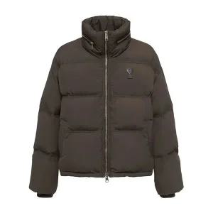 [아미][명품] 아미 로고 가죽 패치 다운 자켓 다크커피 HJK403 PA0009 221