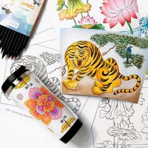 텀블러 민화도안 세트 만들기 및 친환경 무지도안3장