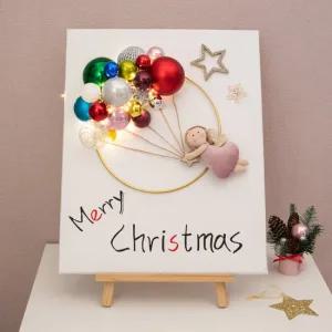 크리스마스 액자 벽 장식 이젤세트 LED 스카이 엔젤 캔버스 57cm 벽걸이 테이블 탁상용