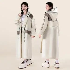 [다잇템] 여성 장마 워터프루프 레인코트 빅사이즈 코트형 후디 점퍼