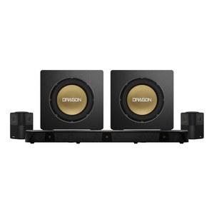 듀얼 12인치 서브우퍼, 돌비 애트모스, DTS:X 프로가 탑재된 나카미치 드래곤 홈 서라운드 사운드 시스템. 사운드바, AV 리시버 만나다