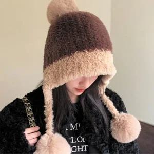 대비 레이어 왕방울 포근 귀도리 모자 귀마개 방한