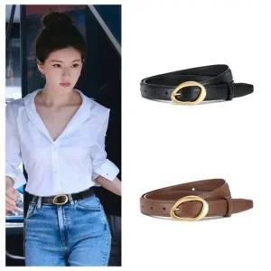 언밸런스 원버튼 리얼 소가죽 벨트