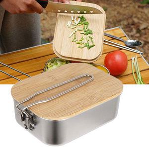 [캠핑일번가]백패킹 혼캠 304스텐 대나무도마 뚜껑 반합 도시락 캠핑용품 비박용코펠