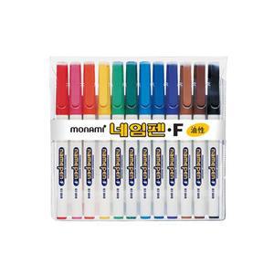 모나미 네임펜 F 12색세트 중간글씨용 파인닙 얇은네임펜
