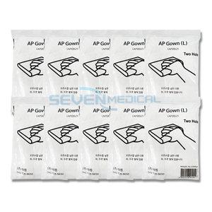 아원 AP가운 위생 비닐가운 병원 방역복 L 화이트/M 블루 10개입