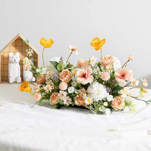 장미 센터피스 조화 피치로드 대형 set 53cm 인테리어 꽃 테이블 장식 소품 웨딩 촬영 행사 브라이덜샤워