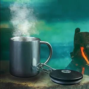 스텐컵 보온 보냉 등산 산행 낚시 캠핑용 뚜껑 머그컵 고리