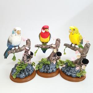 움직이는 새 장난감 잉꼬 말 따라하는 모형새 / 녹음 앵무새 피규어