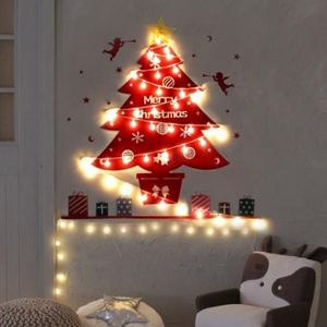 더원스토리 크리스마스 벽장식웜트리 레드(벽/유리겸용) 트리 장식 소품 전구