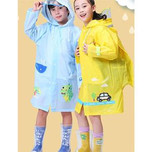 wrikri 고품질 EVA 재질 캐릭터 아동 유아 가방 레인코트 우비 파우치 세트