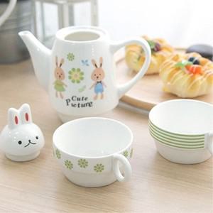 포트 토끼 주전자 도자기 티포트 깜찍한 디자인 그린 색상