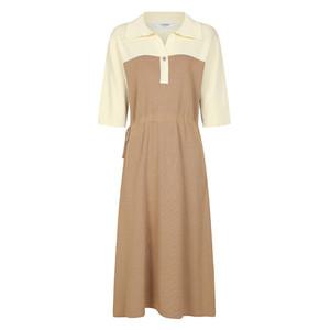 [레코브] (레코브) 배색 카라 니트 반팔 원피스(LC31C5KO505X)