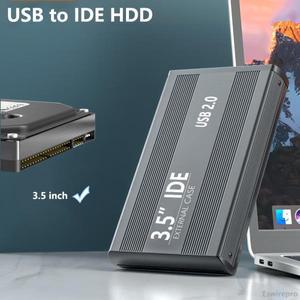 3.5인치 IDE 하드 디스크 인클로저 HDD SSD USB-PATA 외부 알루미늄 합금 케이스 드라이브 박스(전원 공급