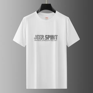 JEEP SPIRIT 남성용 신상 반팔 라운드넥 통기성 루즈핏 대형 사이즈 캐주얼 티셔츠