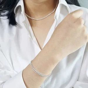 [차차실버] 커브 3mm 은팔찌 대중적인 인기 커플 순은 생일선물 아들선물