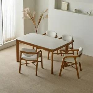 파로마 루토 세라믹 원목식탁 다렌D의자 세트 4인용 1400 (의자4)