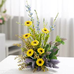 비누꽃 데이지 센터피스 조화 조경 노랑 34x46cm 테이블 장식 소품 웨딩 촬영 행사 브라이덜샤워