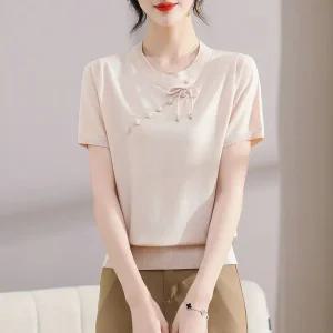 EAMT 여자 봄 셔츠 여름옷 쿨링 반팔티 중년 상의 루즈핏 블라우스 EUNG1