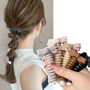 [하프클럽/]리본 패션 전화선머리끈 자국안나는 4컬러 제이에스티나스크런