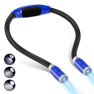 침대에서 읽을 수 있는 럭스젯 목 독서등 및 책등 - 핸즈프리, 6가지 밝기 레벨, 360 팔, 80시간 충전식 , 뜨개질, 캠핑, 수리 책 애호가를 위한 선물