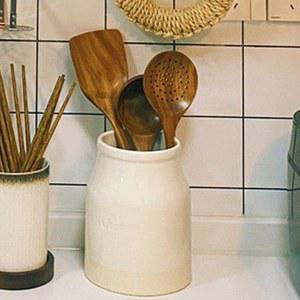 북유럽 세라믹 도자기 심플 원형 수저꽂이 집들이선물 조리도구통 화이트 수저통