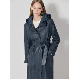 [하프클럽/]이태리 천연양가죽100 벨티드 롱코트