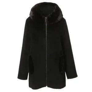 [롯데백화점]마담포라 밍크 카라 배색 알파카 혼용 렉스 반코트MA4FJ902A