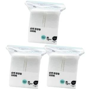 순면 화장솜 100매 x3개 다용도화장솜 민감한피부
