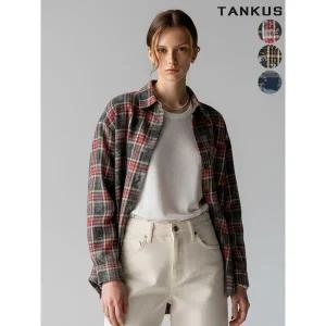 [하프클럽/]여성 블리치 카라 체크 셔츠