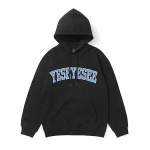 예스아이씨 YESEYESEE Arch Logo Hoodie Black YES988 211212
