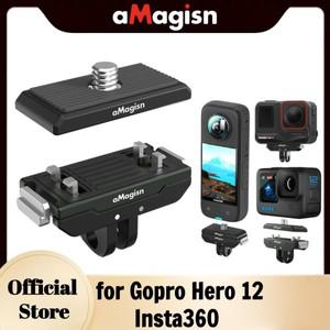 AMagisn 마그네틱 알루미늄 퀵릴리즈 마운트, 호환성: Insta360 Ace Pro 2, X4, X3, ONE Gopro Hero 12
